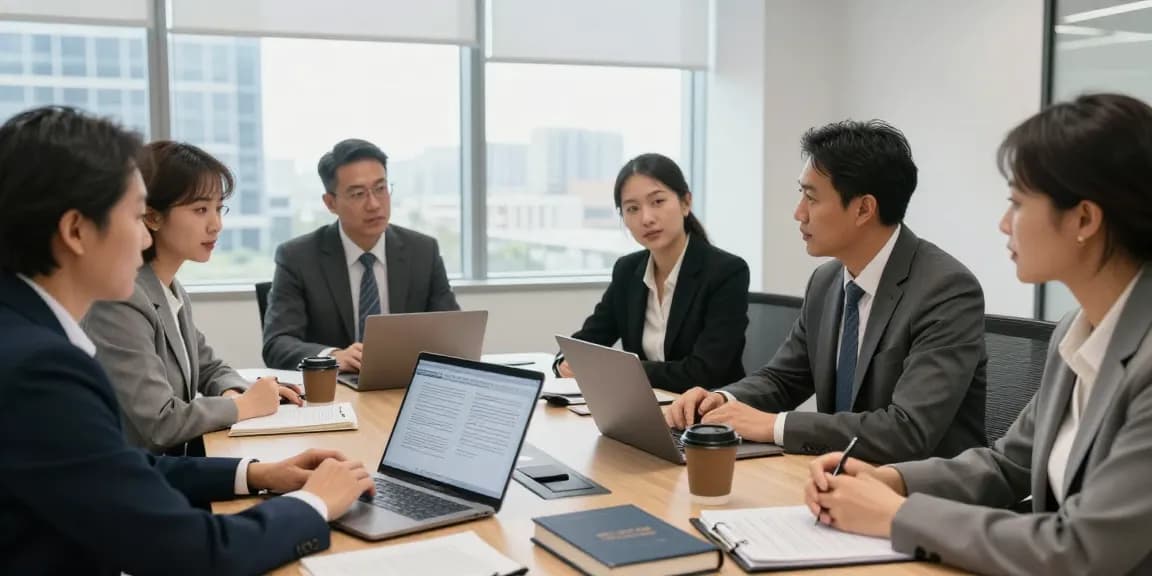 Legal consultation process at a recommended site with a diverse team discussing case strategies
