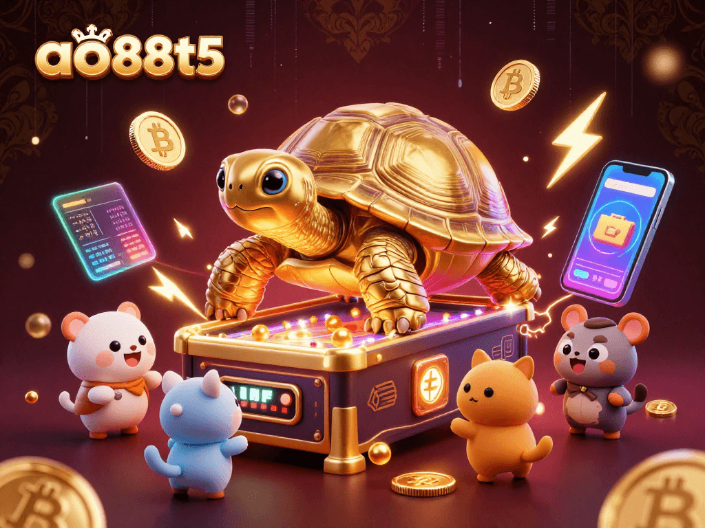 Play engaging casino games with the colossal golden tortoise at ao88t5, featuring exciting crypto elements.