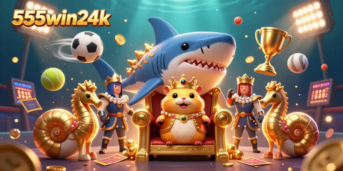 Experience the excitement of 555win24k with immersive casino elements in a dynamic 3D scene.