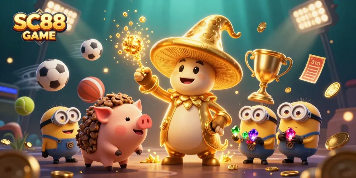 Experience SC88 GAME with a golden wizard turning treasures into gold amidst exciting gambling elements.