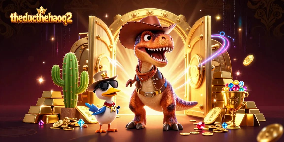 Experience thrilling wins with theducthethaoq2 in a vibrant casino scene filled with treasures and dynamic characters.