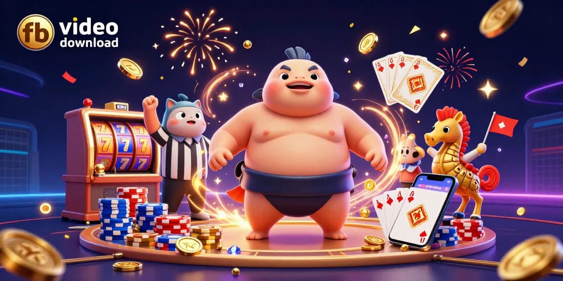 Engage with fb video download as a winning strategy in this dynamic casino scene with vibrant characters.
