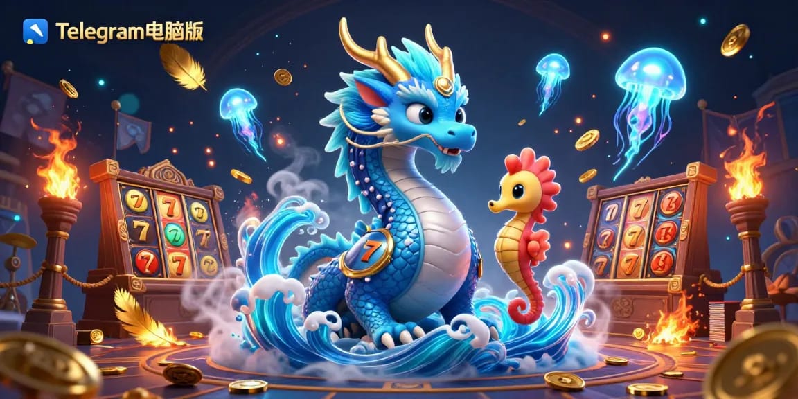 在这幅充满活力的赌场插图中，体验Telegram电脑版带来的激动人心的游戏玩法，插图中有一条龙和骑士。