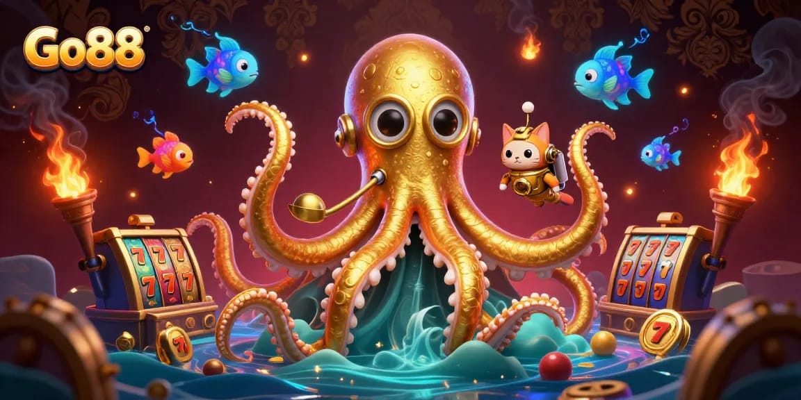 Engage in thrilling slots with Go88 amidst a vibrant 3D casino world.