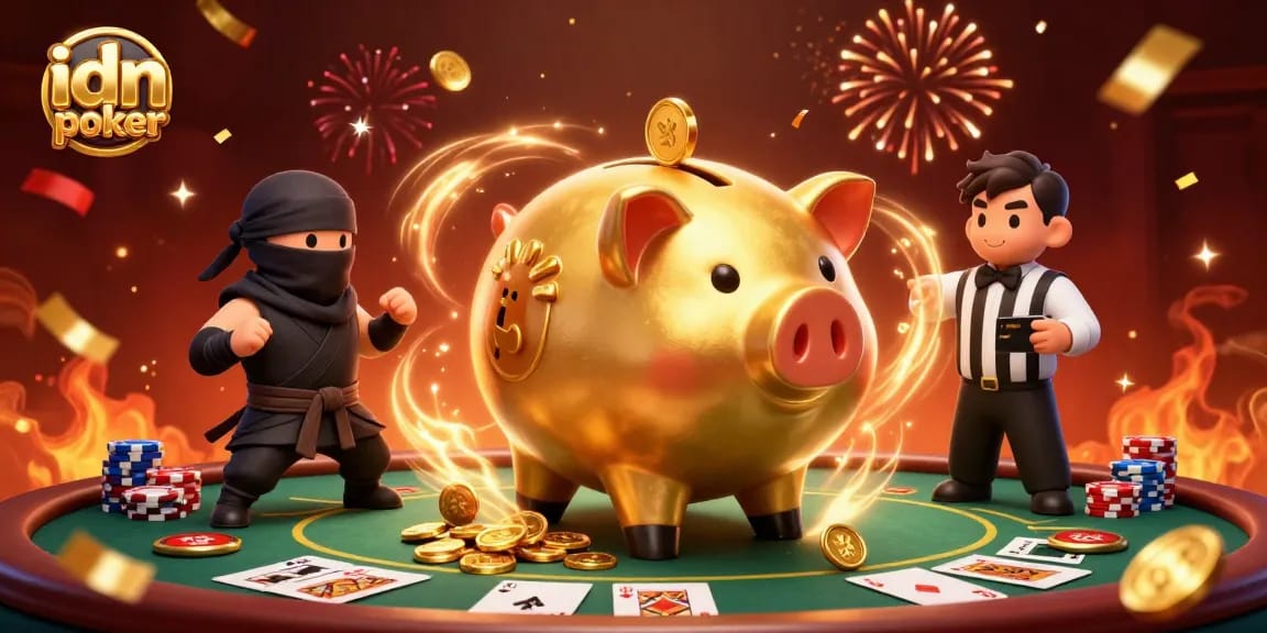 Menangkan jackpot di idn poker saat bertarung melawan bank piggy sumo dan ninja kartu.