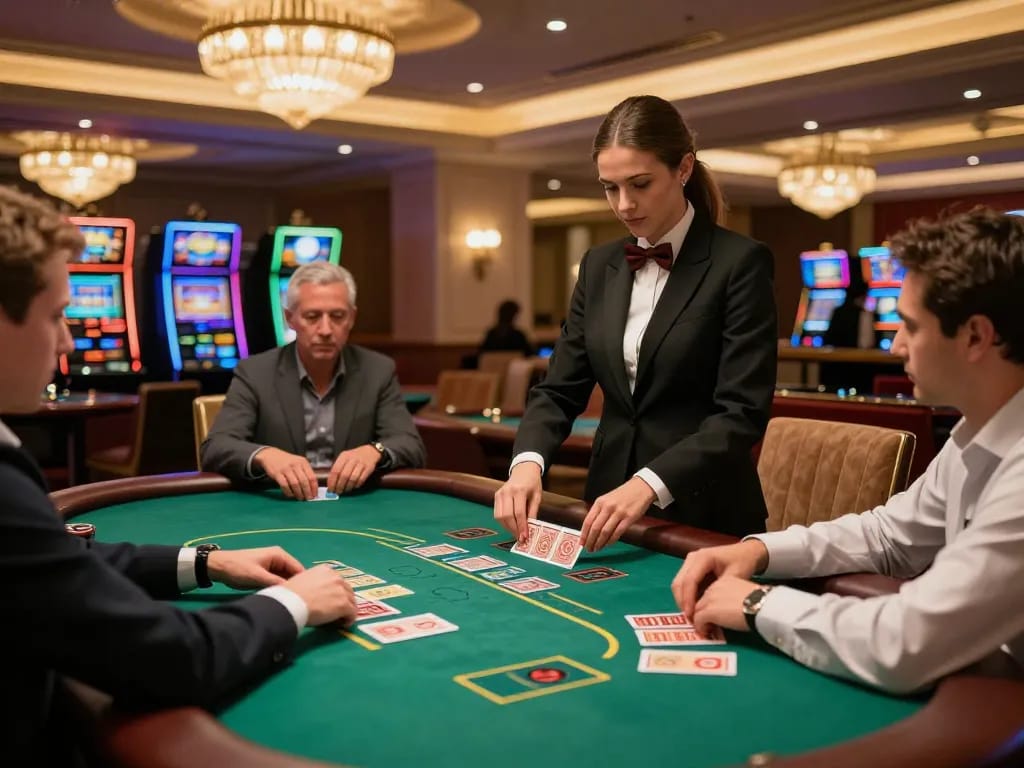 Experience gg88 com at a luxurious blackjack table with players engaged in the game.