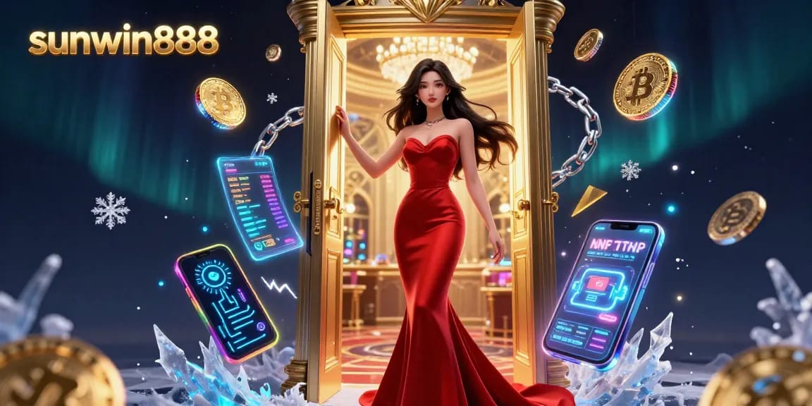 Experience the thrill of sunwin888 with a stunning casino scene showcasing crypto elements and elegance.