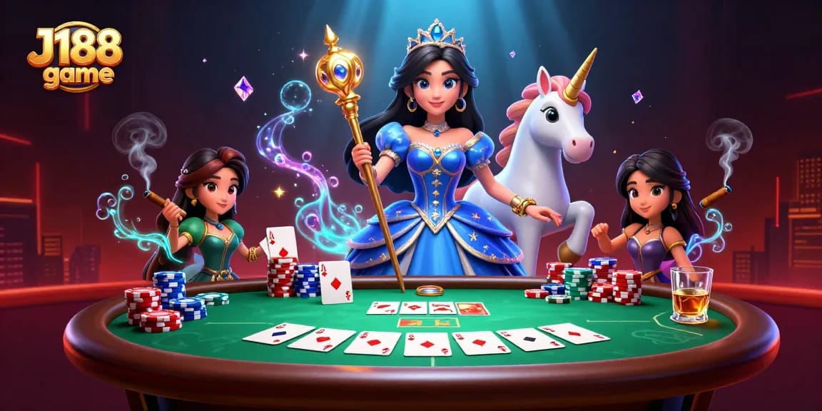 Experience the thrill of J188 game with stunning visuals of poker and enchanting characters.
