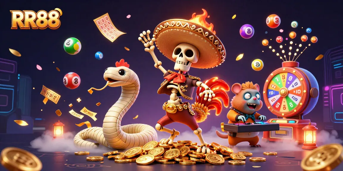 Experience exciting wins with RR88's vibrant 3D casino characters celebrating on golden coins.