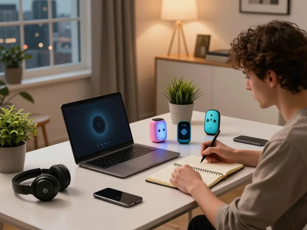 Exploring cool tech gadgets under $163 in a modern home office with Bluetooth devices.