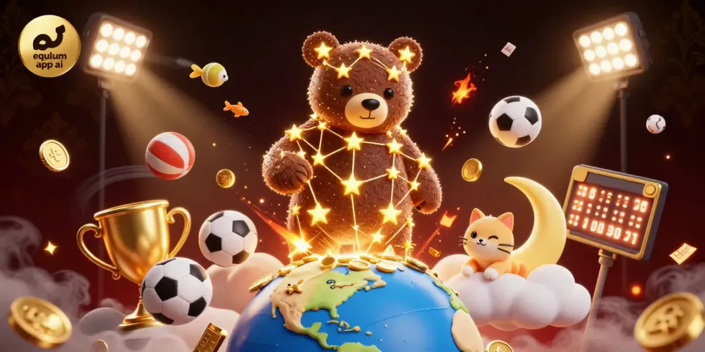 Join the action with equlum app ai in this vibrant, 3D casino-themed illustration showcasing trading excitement!
