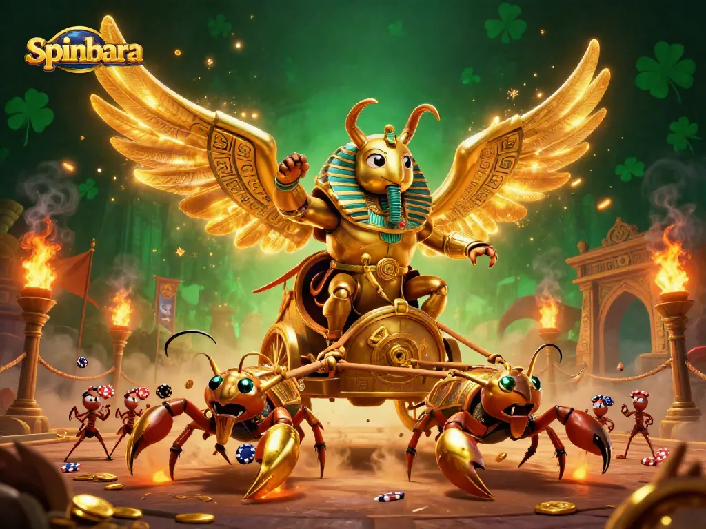 Experience thrilling gameplay at Spinbara with vibrant casino elements in a dynamic 3D illustration.