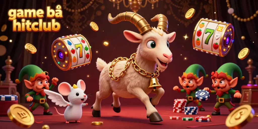 Engage in thrilling game bài hitclub at an exciting casino run by a Krampus goat and festive characters.