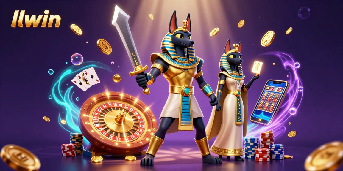 Experience excitement at llwin with ancient Egyptian themes, dynamic casino elements, and vibrant colors.