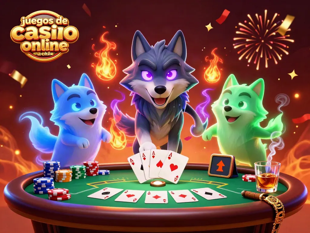 Disfruta juegos de casino online con dinero real en Chile con esta vibrante escena de póker.