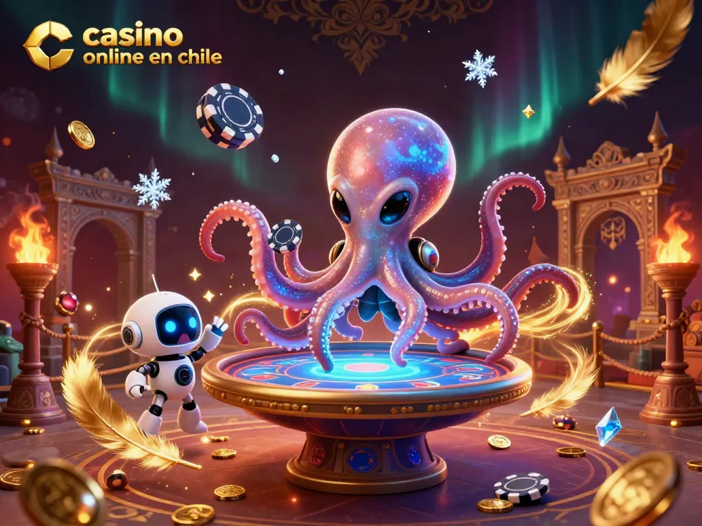 Juego emocionante en un casino online en Chile con un pulpo alienígena y un robot.