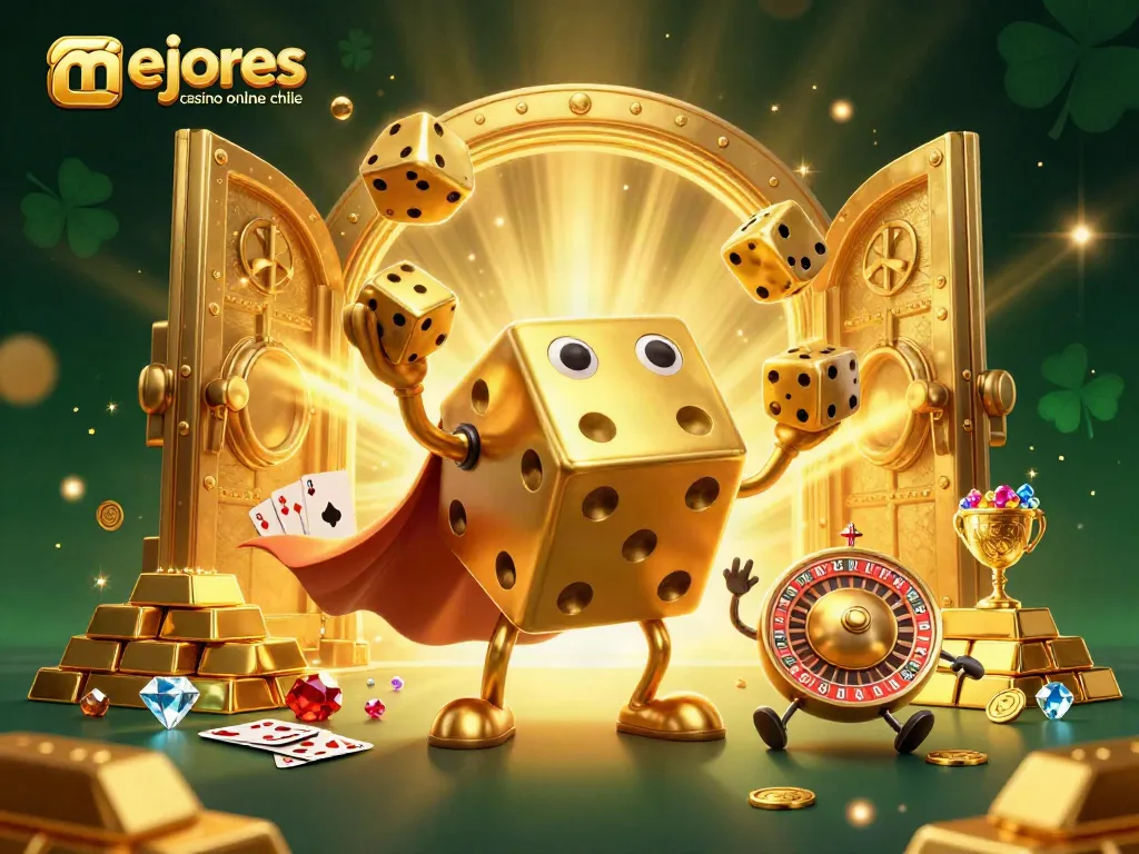 Disfruta de los mejores casinos online en Chile con un golem de dados dorados y juegos de azar brillantes.