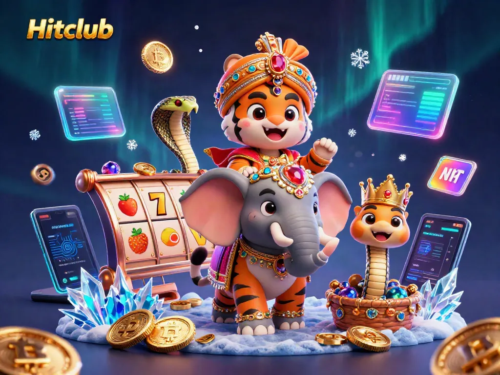 Experience thrilling gameplay at Hitclub with a cartoon maharaja and vibrant slot game elements.