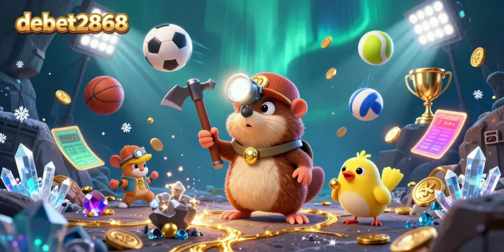 Engage in thrilling play with debet2868 as the treasure hunter mole mines for riches amid dynamic sports elements.