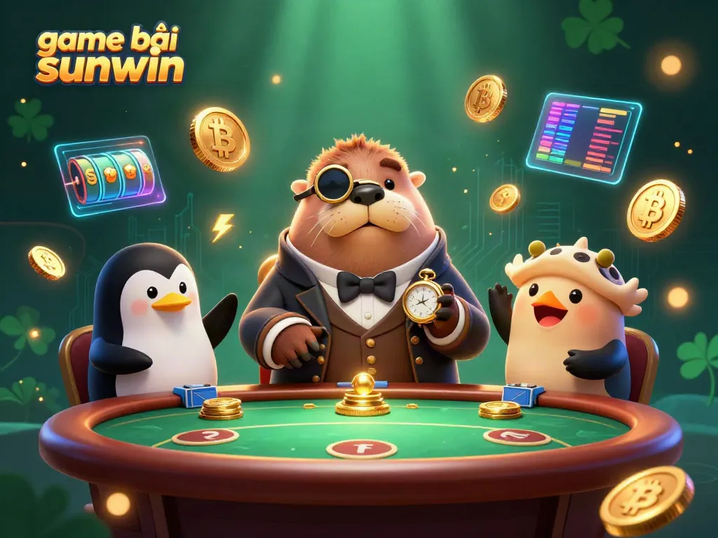 Play "game bài sunwin" at an underwater poker table featuring engaging characters and casino elements in 3D art.