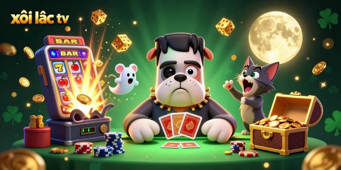 Experience the excitement of xôi lạc tv with a thrilling group of casino characters and vibrant gaming elements.