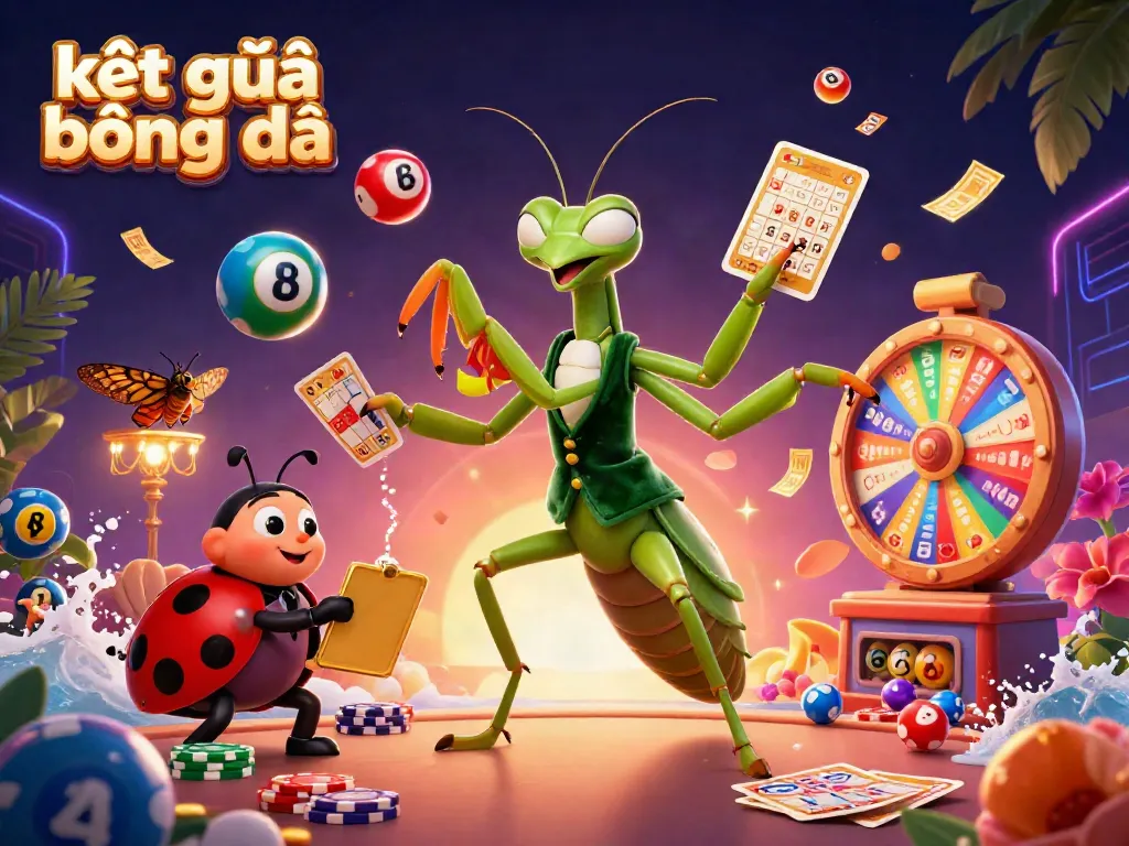 Experience kết quả bóng đá with dynamic gambling elements from a 3D cartoon illustration featuring vibrant casino activities.