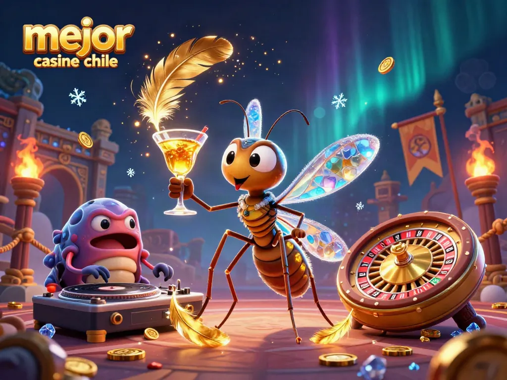 Disfruta de la mejor experiencia de juego en el mejor casino online Chile, rodeado de elementos vibrantes y efectos 3D.