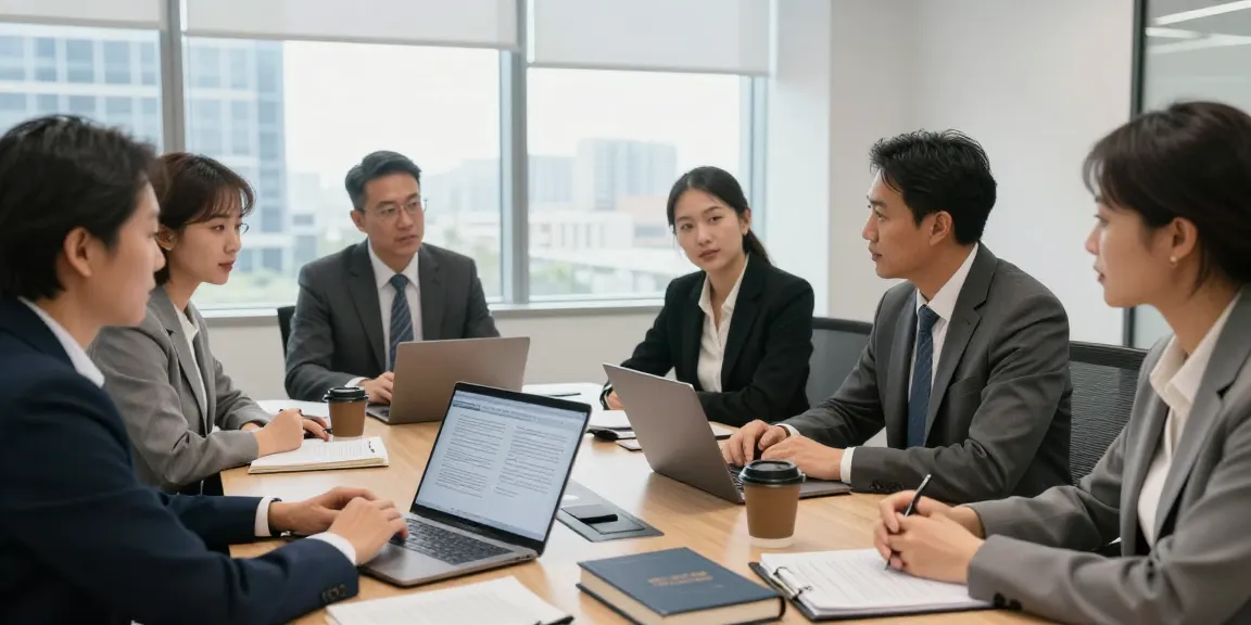 Legal consultation process at a recommended site with a diverse team discussing case strategies