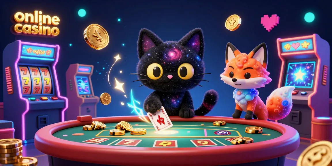 Experience thrilling gaming action at online casino Australia with a cosmic black hole cat and colorful fox.