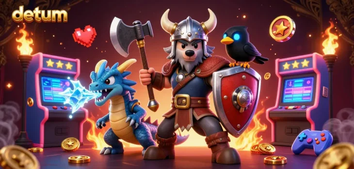 Engage in thrilling gameplay at datum casino with Viking wolf, dragon, and arcade elements