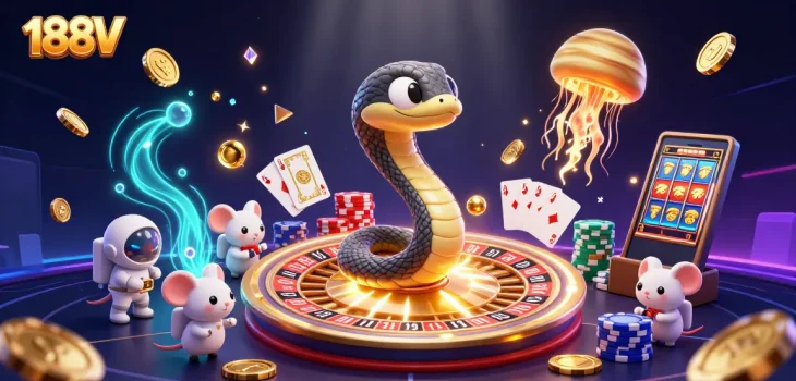 Experience thrilling bets at 188V with cosmic visuals and vibrant gaming elements in action.