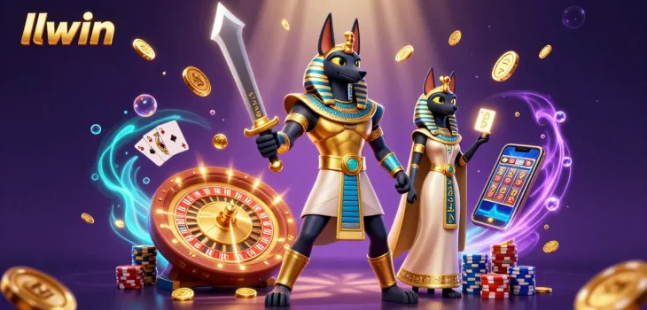 Experience excitement at llwin with ancient Egyptian themes, dynamic casino elements, and vibrant colors.