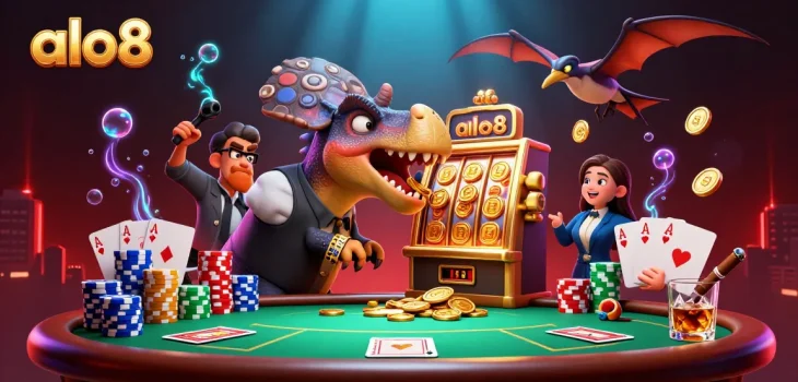 Experience thrilling jackpot wins at alo8 with dynamic casino illustrations showcasing exciting characters.